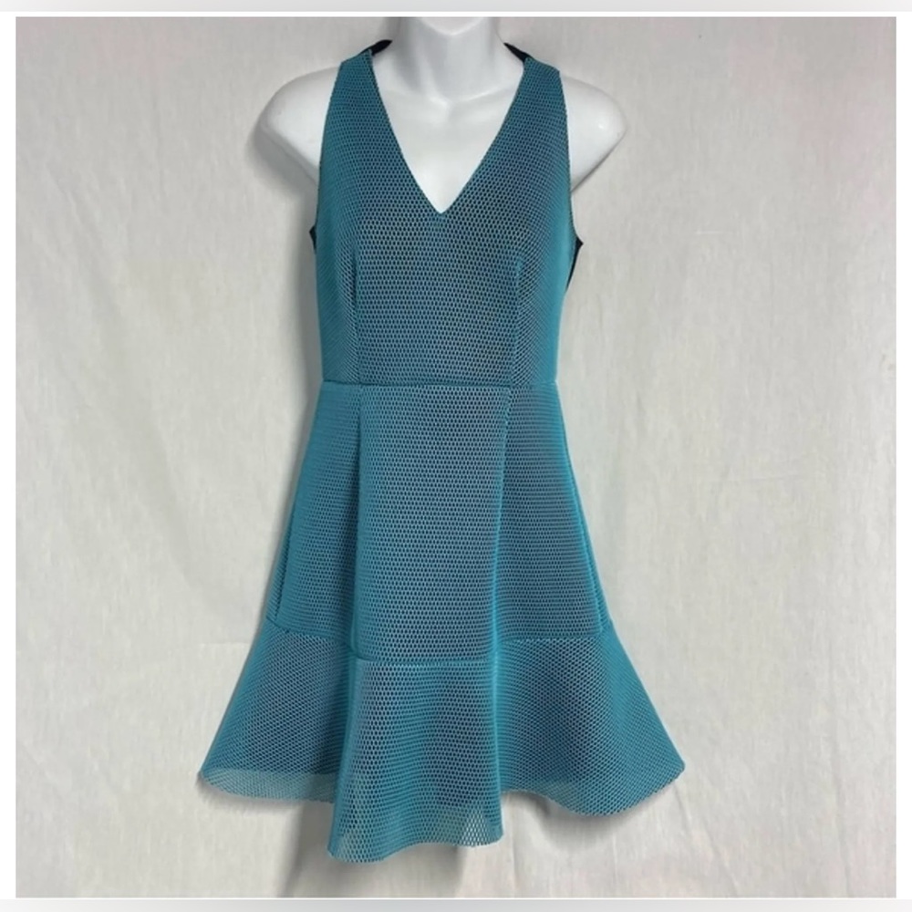 Sachin & Babi blue and black mesh overlay dress